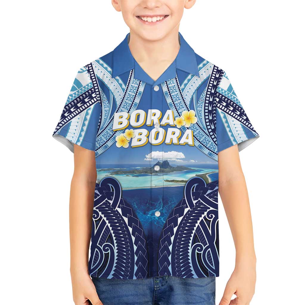 Personalised French Polynesia Bora Bora Family Matching Long Sleeve Bodycon Dress and Hawaiian Shirt Beach Landscape Polynesian Style