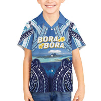 Personalised French Polynesia Bora Bora Family Matching Long Sleeve Bodycon Dress and Hawaiian Shirt Beach Landscape Polynesian Style