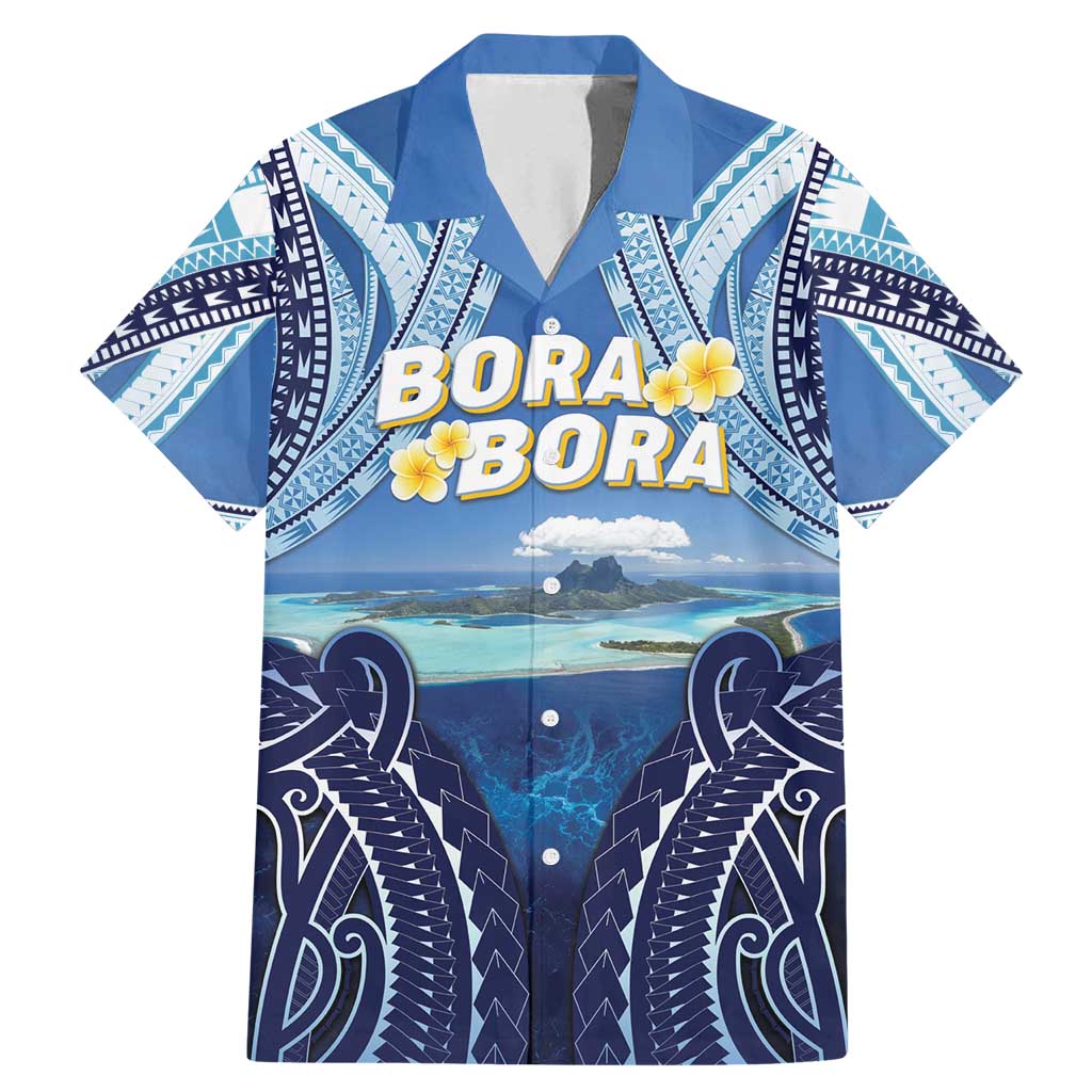 Personalised French Polynesia Bora Bora Family Matching Mermaid Dress and Hawaiian Shirt Beach Landscape Polynesian Style
