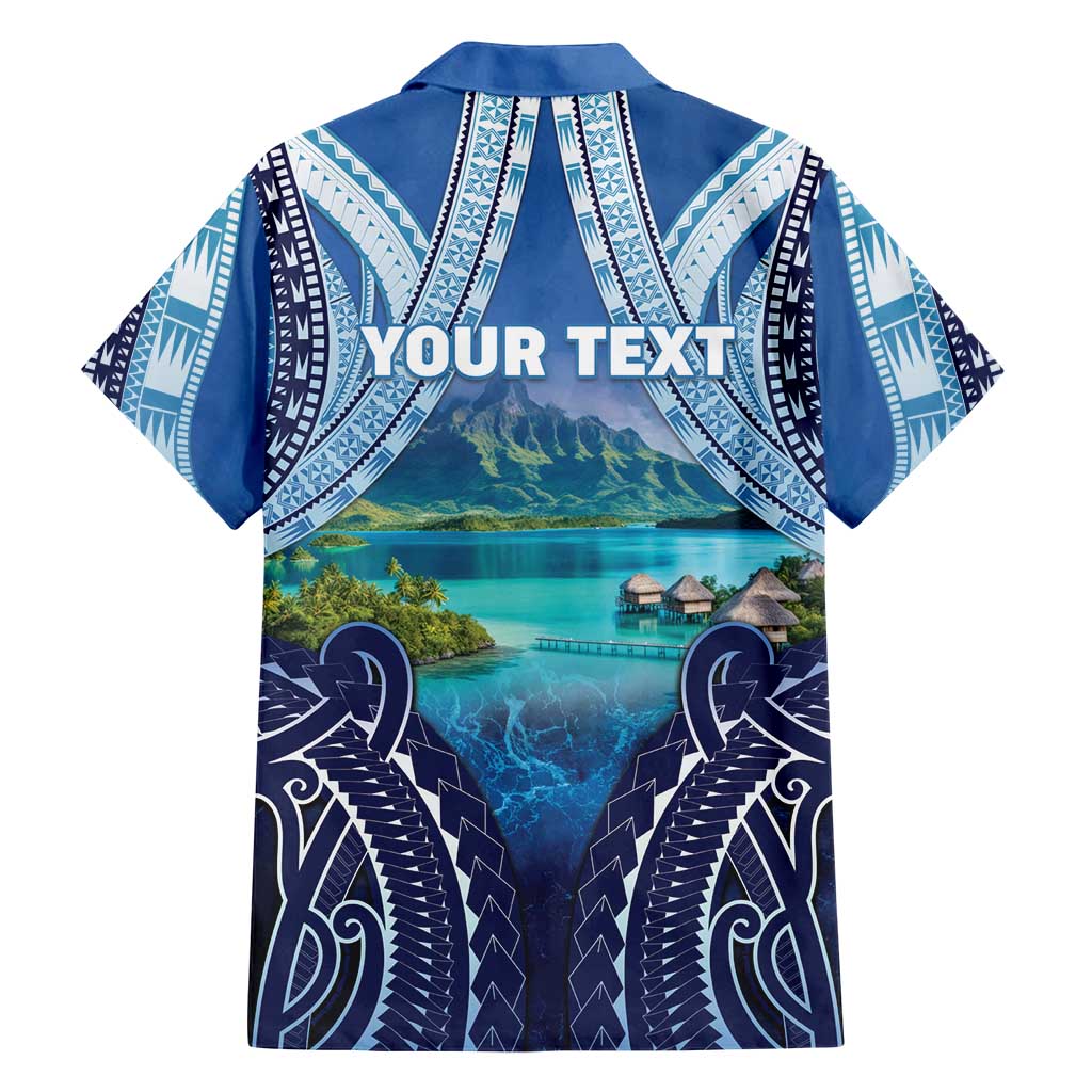 Personalised French Polynesia Bora Bora Family Matching Off Shoulder Short Dress and Hawaiian Shirt Beach Landscape Polynesian Style