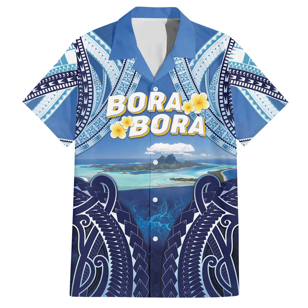 Personalised French Polynesia Bora Bora Family Matching Short Sleeve Bodycon Dress and Hawaiian Shirt Beach Landscape Polynesian Style