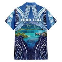 Personalised French Polynesia Bora Bora Family Matching Short Sleeve Bodycon Dress and Hawaiian Shirt Beach Landscape Polynesian Style