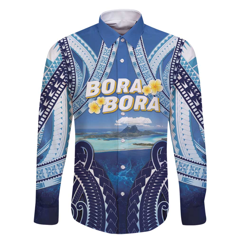 Personalised French Polynesia Bora Bora Family Matching Short Sleeve Bodycon Dress and Hawaiian Shirt Beach Landscape Polynesian Style