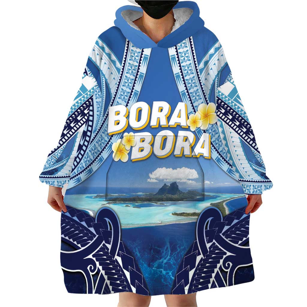 Personalised French Polynesia Bora Bora Wearable Blanket Hoodie Beach Landscape Polynesian Style