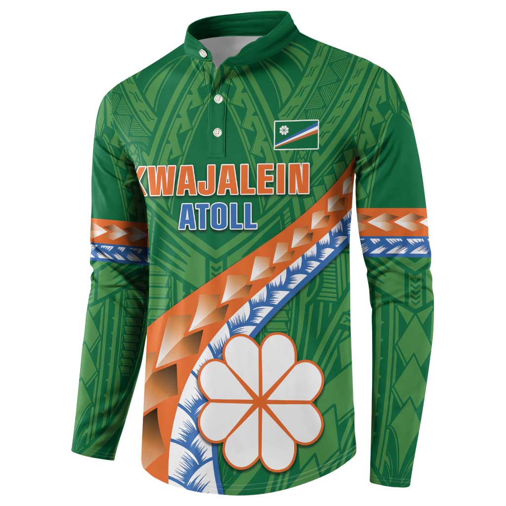 Personalised Marshall Islands Kwajalein Atoll Button Sweatshirt Polynesian Tribal Tattoo