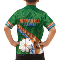 Personalised Marshall Islands Kwajalein Atoll Family Matching Short Sleeve Bodycon Dress and Hawaiian Shirt Polynesian Tribal Tattoo