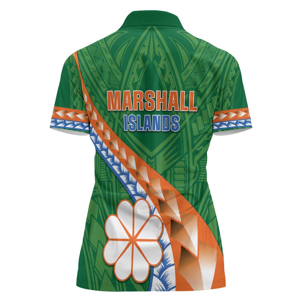 Personalised Marshall Islands Kwajalein Atoll Women Polo Shirt Polynesian Tribal Tattoo