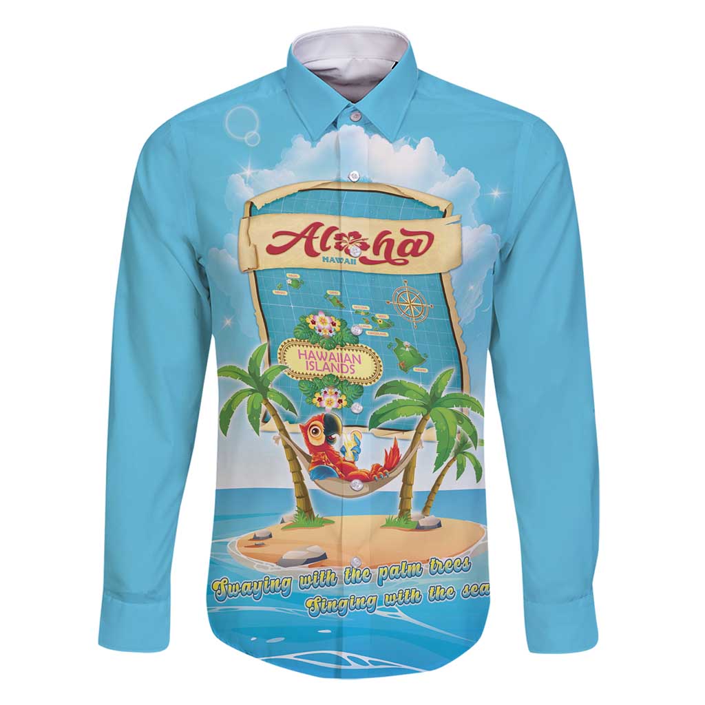 Aloha Hawaii Family Matching Long Sleeve Bodycon Dress and Hawaiian Shirt Funny Macaw Parrot Tropical Vibe
