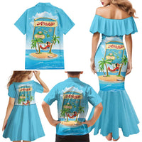 Aloha Hawaii Family Matching Mermaid Dress and Hawaiian Shirt Funny Macaw Parrot Tropical Vibe