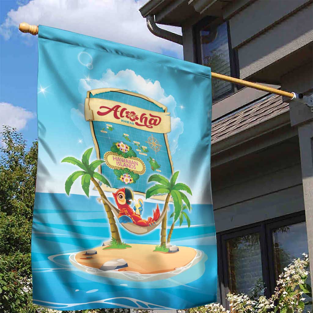 Aloha Hawaii Garden Flag Funny Macaw Parrot Tropical Vibe