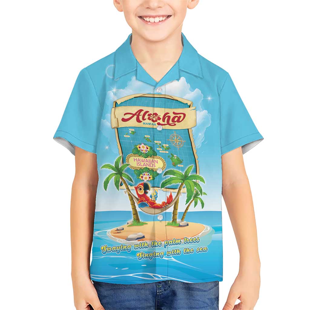 Aloha Hawaii Kid Hawaiian Shirt Funny Macaw Parrot Tropical Vibe LT05 Kid Blue - Polynesian Pride