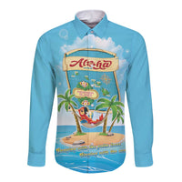 Aloha Hawaii Long Sleeve Button Shirt Funny Macaw Parrot Tropical Vibe