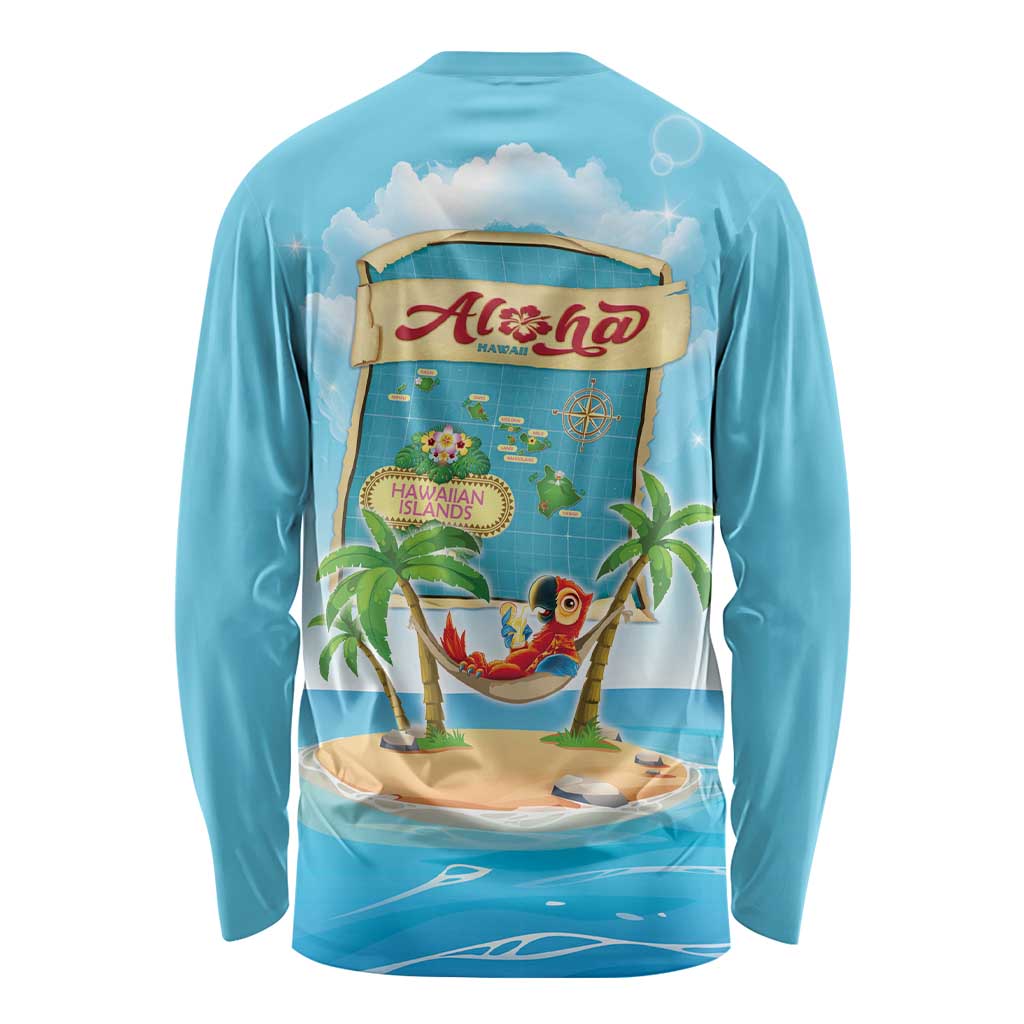 Aloha Hawaii Long Sleeve Shirt Funny Macaw Parrot Tropical Vibe