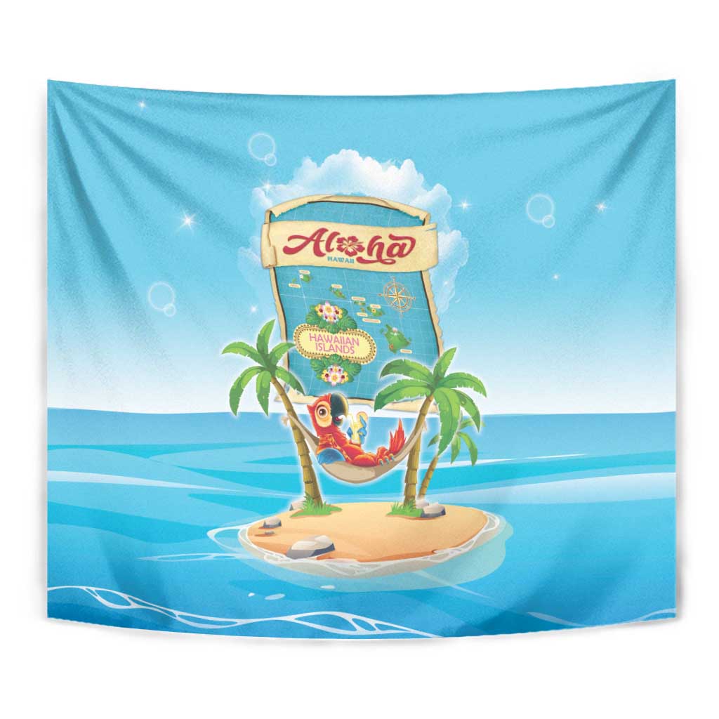 Aloha Hawaii Tapestry Funny Macaw Parrot Tropical Vibe