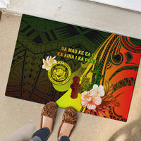 Hawaii State Motto Rubber Doormat Hawaiian Tribal Reggae Hammerhead Shark LT05 - Polynesian Pride