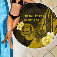 Hawaii State Motto Beach Blanket Hawaiian Tribal Gold Hammerhead Shark LT05 - Polynesian Pride