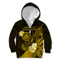 Personalised Hawaii State Motto Kid Hoodie Hawaiian Tribal Gold Hammerhead Shark LT05 Zip Hoodie Gold - Polynesian Pride