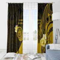 Hawaii State Motto Window Curtain Hawaiian Tribal Gold Hammerhead Shark LT05 - Polynesian Pride