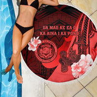 Hawaii State Motto Beach Blanket Hawaiian Tribal Red Hammerhead Shark LT05 - Polynesian Pride