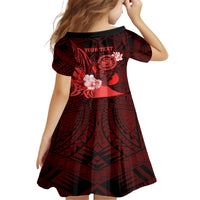 Personalised Hawaii State Motto Kid Short Sleeve Dress Hawaiian Tribal Red Hammerhead Shark LT05 - Polynesian Pride