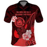 Personalised Hawaii State Motto Polo Shirt Hawaiian Tribal Red Hammerhead Shark LT05 Red - Polynesian Pride