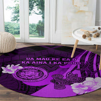 Hawaii State Motto Round Carpet Hawaiian Tribal Purple Hammerhead Shark LT05 - Polynesian Pride
