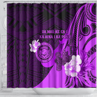 Hawaii State Motto Shower Curtain Hawaiian Tribal Purple Hammerhead Shark LT05 - Polynesian Pride