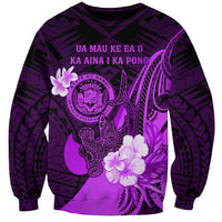 Personalised Hawaii State Motto Sweatshirt Hawaiian Tribal Purple Hammerhead Shark LT05 Unisex Purple - Polynesian Pride