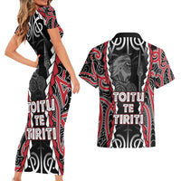 Aotearoa Waitangi Day Couples Matching Short Sleeve Bodycon Dress and Hawaiian Shirt Maori Warrior Tribal Tattoo