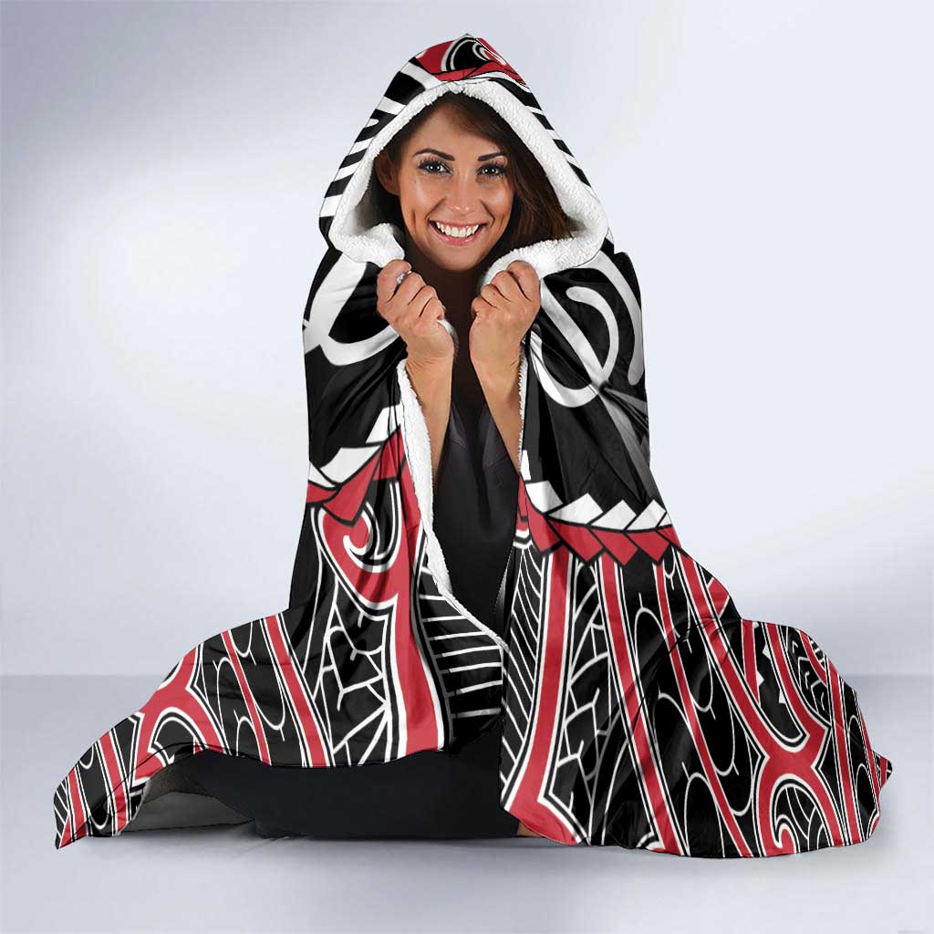 Aotearoa Waitangi Day Hooded Blanket Maori Warrior Tribal Tattoo LT05 - Polynesian Pride
