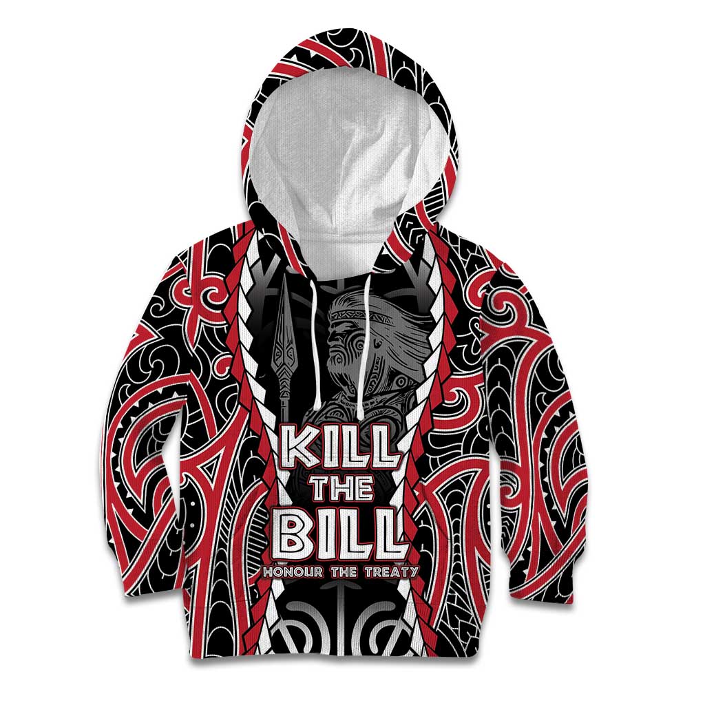 Aotearoa Waitangi Day Kid Hoodie Maori Warrior Tribal Tattoo LT05 Hoodie Black - Polynesian Pride