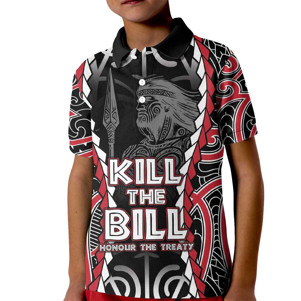 Aotearoa Waitangi Day Kid Polo Shirt Maori Warrior Tribal Tattoo LT05 Kid Black - Polynesian Pride