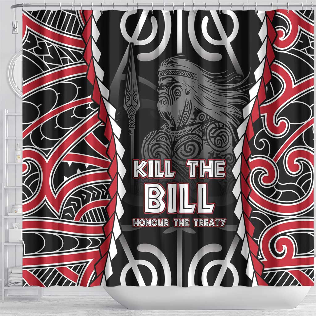 Aotearoa Waitangi Day Shower Curtain Maori Warrior Tribal Tattoo