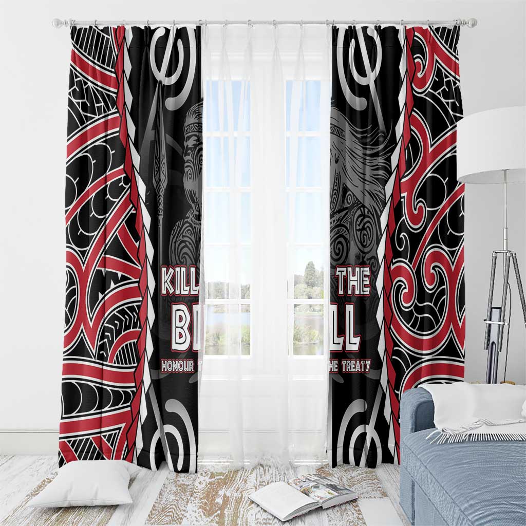 Aotearoa Waitangi Day Window Curtain Maori Warrior Tribal Tattoo