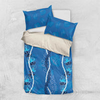 Hawaii Maile Lei Bedding Set With Blue Monstera Pattern LT05 US Twin 172cm x 218cm Blue - Polynesian Pride