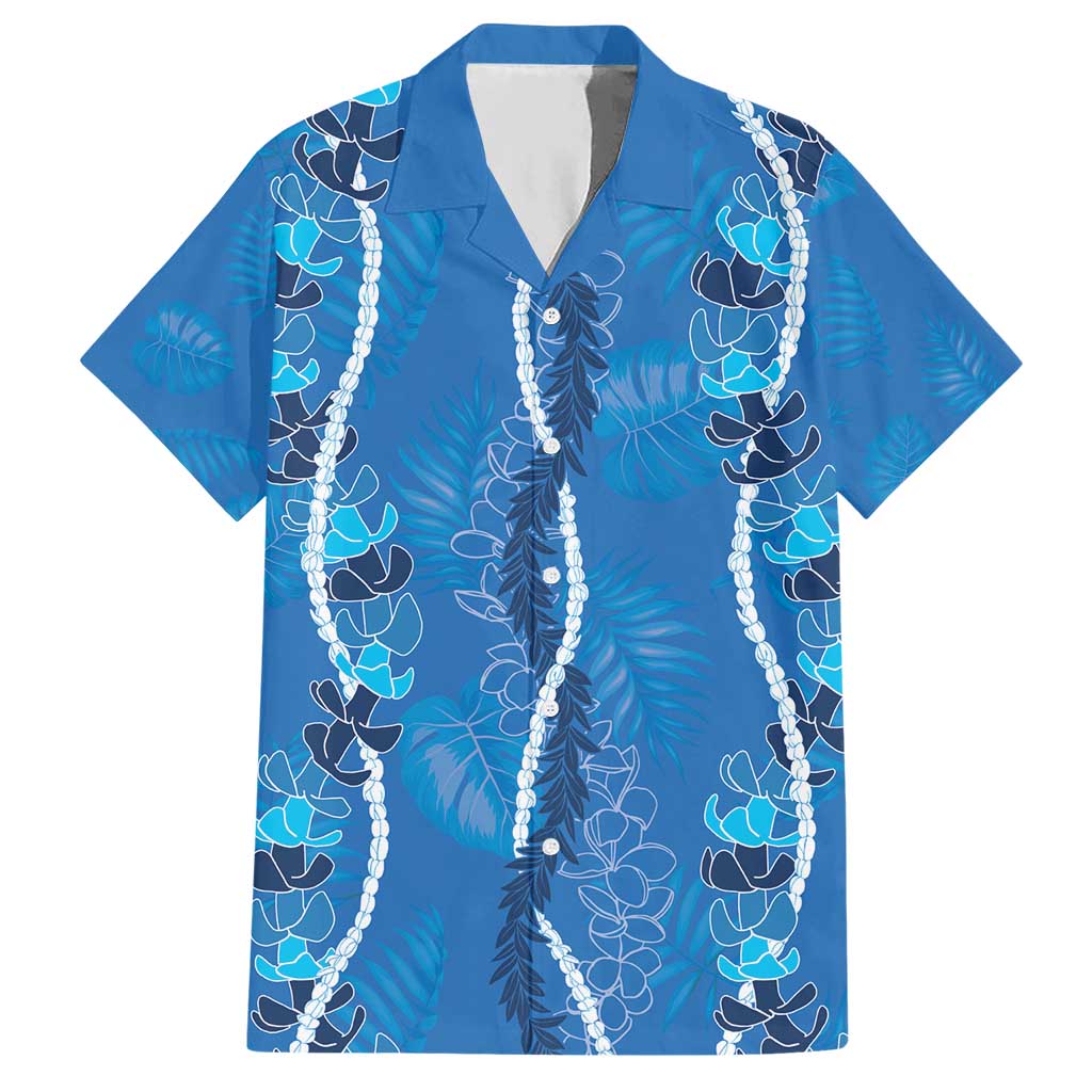 Hawaii Maile Lei Hawaiian Shirt With Blue Monstera Pattern