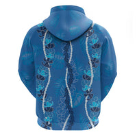 Hawaii Maile Lei Hoodie With Blue Monstera Pattern