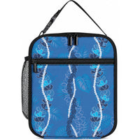 Hawaii Maile Lei Lunch Bag With Blue Monstera Pattern LT05 10.2 × 8.3 × 4.3 inch Blue - Polynesian Pride