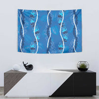 Hawaii Maile Lei Tapestry With Blue Monstera Pattern LT05 - Polynesian Pride
