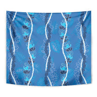 Hawaii Maile Lei Tapestry With Blue Monstera Pattern LT05 - Polynesian Pride
