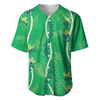 Hawaii Maile Lei Baseball Jersey With Green Monstera Pattern LT05 Green - Polynesian Pride