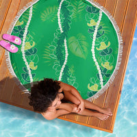 Hawaii Maile Lei Beach Blanket With Green Monstera Pattern