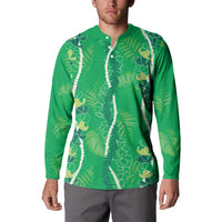 Hawaii Maile Lei Button Sweatshirt With Green Monstera Pattern LT05 - Polynesian Pride
