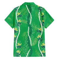Hawaii Maile Lei Family Matching Long Sleeve Bodycon Dress and Hawaiian Shirt With Green Monstera Pattern