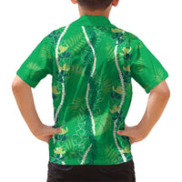 Hawaii Maile Lei Family Matching Puletasi and Hawaiian Shirt With Green Monstera Pattern