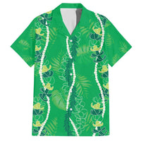 Hawaii Maile Lei Family Matching Summer Maxi Dress and Hawaiian Shirt With Green Monstera Pattern