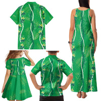 Hawaii Maile Lei Family Matching Tank Maxi Dress and Hawaiian Shirt With Green Monstera Pattern