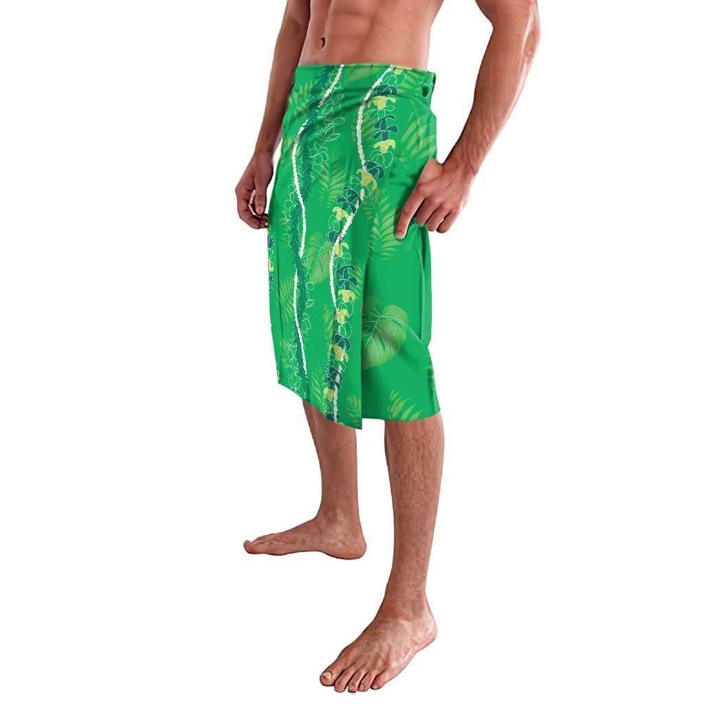 Hawaii Maile Lei Lavalava With Green Monstera Pattern LT05 - Polynesian Pride