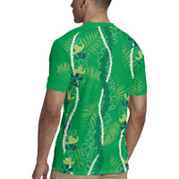 Hawaii Maile Lei Rugby Jersey With Green Monstera Pattern