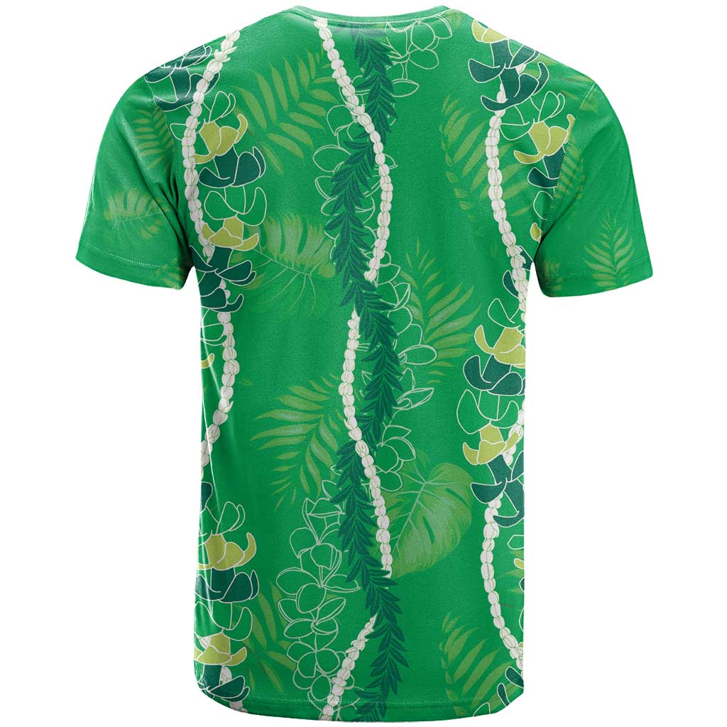 Hawaii Maile Lei T Shirt With Green Monstera Pattern